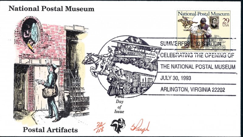 Beautiful Pugh Painted Postal Museum Pony Express FDC -only 118 created...