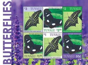 Tuvalu 2020 - Butterflies Animals Insects Lavender - Sheet of 6 Stamps - MNH