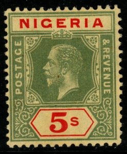 NIGERIA SG28a 1932 5/= GREEN & RED/PALE YELLOW DIE I MTD MINT