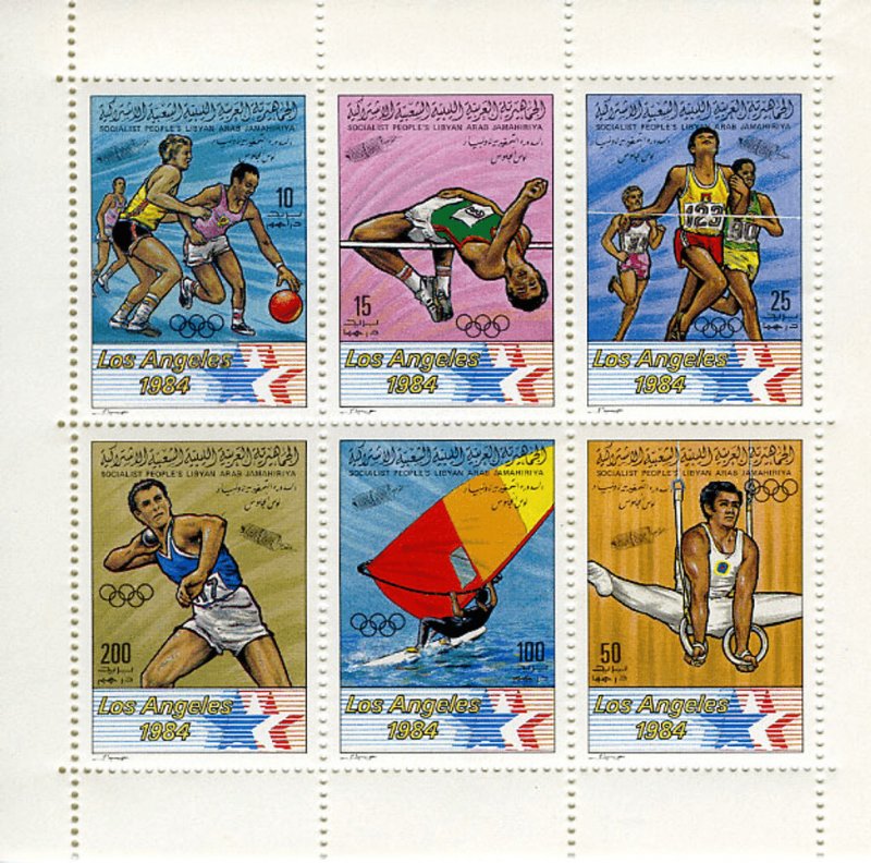 Libya Imperf. Olympic Games Los Angeles 1984 Collective Block No. 1162 - 1167 Bl-