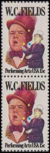 US 1803 Performing Arts W C Fields 15c vert pair MNH 1980