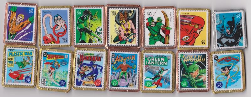 14 Different Stamp Pins Featuring USA Super Hero Stamps