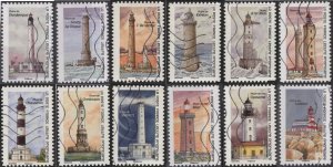 France 5694-5705 (used set of 12) lighthouses: Dunkerque, etc. (2019)