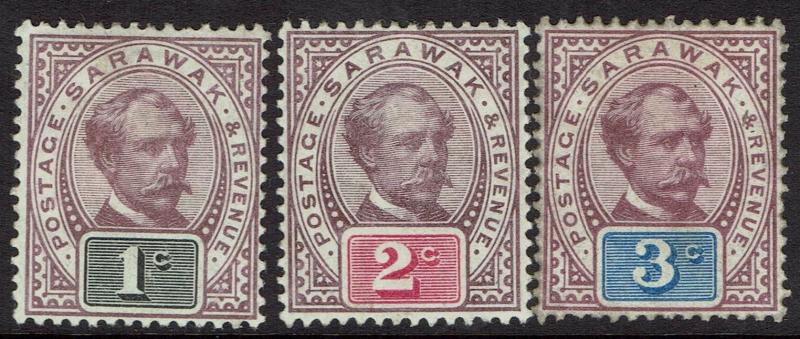 SARAWAK 1888 RAJA BROOKE 1C 2C AND 3C 