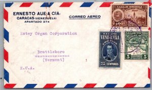 SCHALLSTAMPS VENEZUELA 1939 AIRMAIL COVER MULT FRANKING ADDR USA CANC
