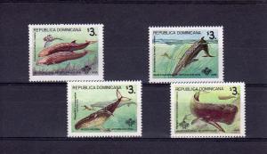 Dominican Republic 1995 Sc# 1196/1199 WHALES-MARINE LIFE Set (4) MNH