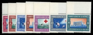 Guatemala #CB15-21 Cat$17.50, 1960 Red Cross, complete set of sheet margin si...