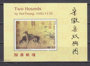 Grenada, Scott cat. 3544. Two Hounds Painting on a s/sheet.