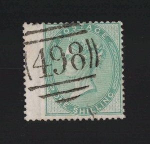 Great Britain Sc #28d (1856) 1sh green Victoria on Thick Paper VF Used (SG 73b)