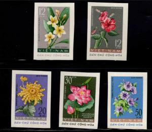 North Viet Nam Scott 203-207 Imperforate Flower set NGAI CV $30