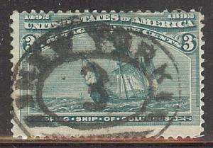 #232 Columbian 3c Flagship, Big NY Numeral Oval Ccl