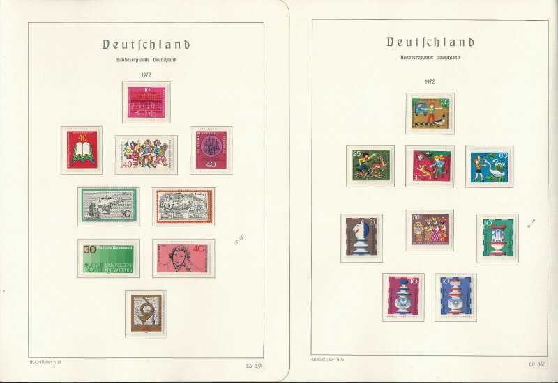 Germany Stamp Collection on 24 Hingless Lighthouse Pages, 1971-1976, JFZ