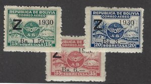 Bolivia 1932 Airmail SC C24-C26 Mint F-VF SCV$240.00...Worth a Close Look!!