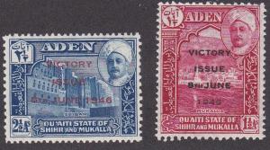 Aden - Kathiri State of Shihr & Mukalla, # 12-13, Peace Overprints, NH