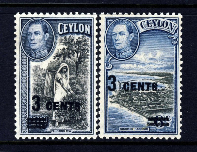 CEYLON King George VI 1940-41 3c. Surcharge Issues SG 398 & SG 399 MINT