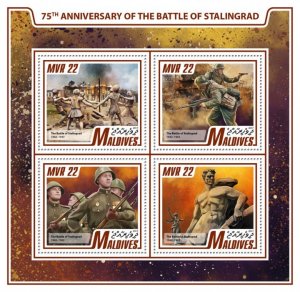 MALDIVES - 2017 - Battle of Stalingrad - Perf 4v Sheet - Mint Never Hinged