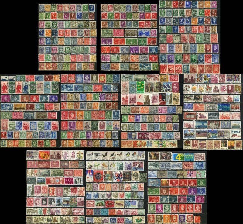 500+ Norway Postage Used Stamp Collection 1883-1982 Europe NORGE