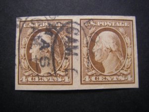Scott 346, 4 cent IMPERF Washington, USED Pair, Beautiful stamps, CV $60