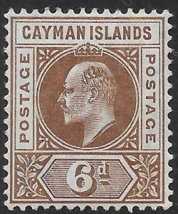 CAYMAN ISLANDS SG11 1905 6d BROWN MTD MINT