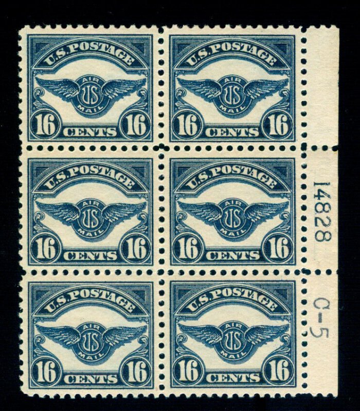 MOMEN: US STAMPS #C5 PLATE BLOCK MINT OG NH FRESH LOT #70046