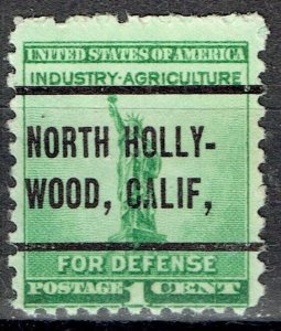 1940 1c Defense w/ precancel f/North Hollywood CA 899-258 error SCARCE!