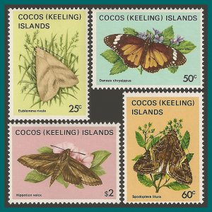 Cocos 1983 Butterflies Moths 4, MNH #92,97,99,101,SG89,SG94,SG96,SG98