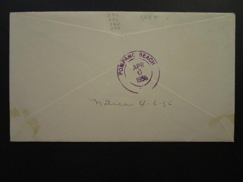 Iceland SC# 290, 292, 294, 295 on 1956 FDC - Z4657