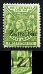 Zanzibar SG41F 1/2a Yellow-green with Gothic z M/M