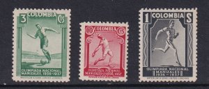 Colombia   #445-447  MNH  1937 national olympic games