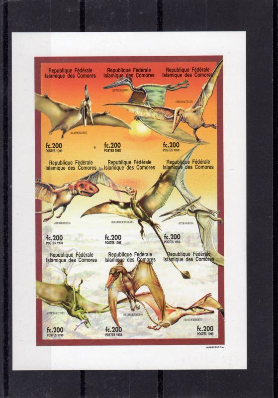 Comoro Islands 1998 Sc#928 Prehistoric Animals Mini-Sheetlet  Imperforated MNH