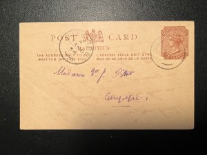 1894 British Mauritius Postcard Cover Curepipe Local Use