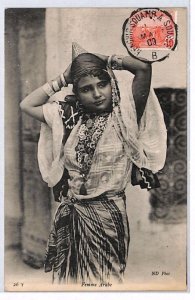 France Cols TUNISIA RAILWAY Postcard Ethnic *Souatir-Sousse* TPO 1909 CDS PJ156