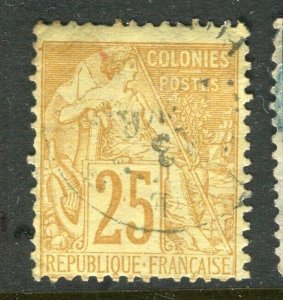 FRENCH COLONIES; 1880s early classic General issue used shade of 25c. value