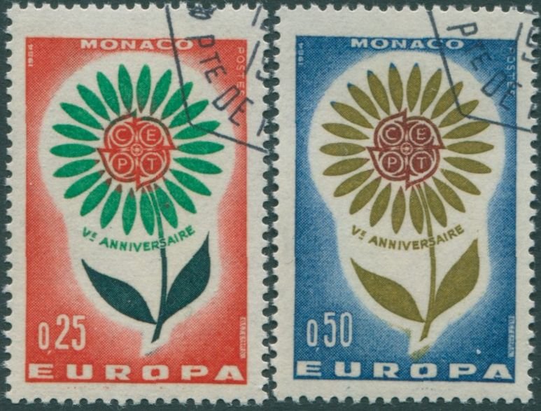 Monaco 1964 SG806-807 Europa flower set FU