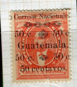 GUATEMALA; 1886 classic Ruffino Barrios surcharged issue Mint 50c. value