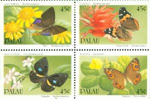 RMK13-0057 PALAU 245a BK-4 BUTTERFLIES SCV $3.75 BIN $2.00