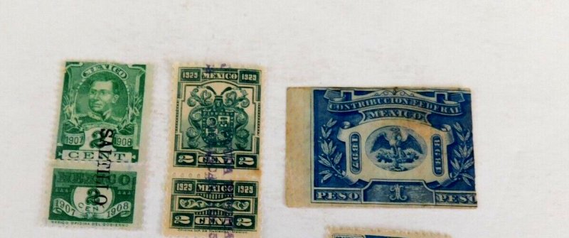 Mexico Revenue Stamps w/tabs, Mint & Used, 1897 1928. Very good