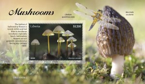 LIBERIA - 2020 - Mushrooms - Perf Souv Sheet #2 - Mint Never Hinged