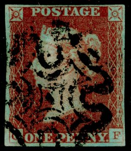 SG8, 1d red-brown PLATE 21, FINE USED. Cat £60. BLACK MX. 