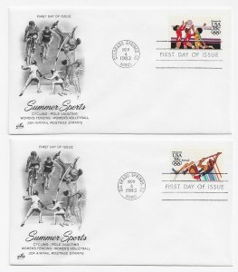 US C109-C112 35c Olympics set 4 singles on FDCs Artcraft Cachets ECV $20.00