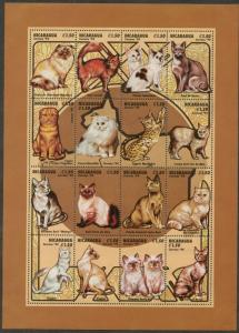NICARAGUA Sc#2065-2066 1994 Domestic Cats Complete Mini-Sheet & SS OG Mint NH
