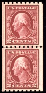 US 411 2c 1912 George Washington perf 8? guideline pair PSE grade 80J NH