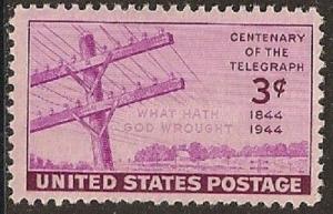 US 924 Telegraph 3c single MNH 1944