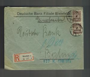 1923 Bielefeld Germany Inflation cover to Berlin Deutsche Bank