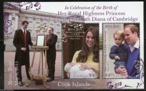 COOK ISLANDS  2015 BIRTH OF PRINCESS CHARLOTTE SOUVENIR SHEET MINT  NH 