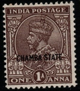 INDIA-CHAMBA SG65 1927 1a CHOCOLATE MTD MINT