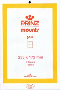 Prinz Scott Stamp Mount 233/172 mm - BLACK (Pack of 3) (233x172  233mm)  PRECUT 
