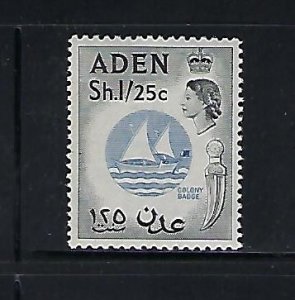 ADEN - SCOTT #56 1953-59 QEII 1SH25C- MINT NEVER  HINGED