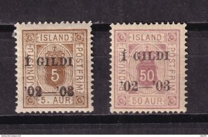 Iceland 1902 1 Gildi Overprint 5a/50a MNH Perf 14x13.5 15541