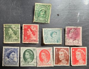 Stamp Australia 1942-1966 Queen Elizabeth & QE II A37/72/97/108/110/138/157